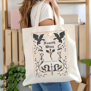 Fourth Wing Tote Bag, Dragon Tote Bag, Basgiath War College Canvas Tote, Bookish Gift for Her, Fantasy Reader Bag, Book Fantasy Dragon Tote