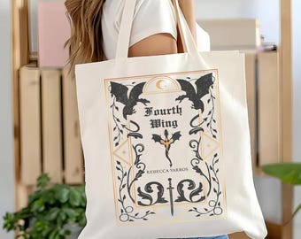 Fourth Wing Tote Bag, Dragon Tote Bag, Basgiath War College Canvas Tote, Bookish Gift for Her, Fantasy Reader Bag, Book Fantasy Dragon Tote