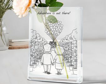 Carl And Ellie Shaped Acrylic Vase, Adventure Is Out There Up Movie Love Vase, Couple Keepsake, My Greatest Adventure Gift, Romantic Decor
