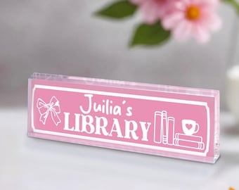 Letrero de biblioteca personalizado, letrero de estantería para rincón de libros, regalo para amantes de los libros, letrero de estantería, decoración de habitación para amantes de los libros, regalo para lectores
