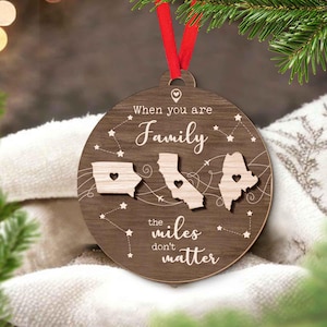 Personalized Family Christmas Ornaments, Miles Don&#39;t Matter - Togetherness Ornamen, Family Gift - Friends Gift - Sister Gift - Sibling Gift