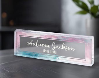 Aangepaste acrylnaamplaat, naambord kantoor, gepersonaliseerd naambord, cadeau nieuwe baan, cadeau collega, aangepast bureaudecor, PhD-cadeau