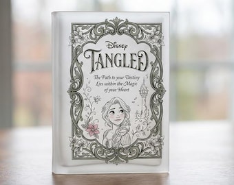 Tangled Book Vase, Rapunzel Inspired Book Vase, Fantasy Princess Acrylic Book Flower Vase, Fairy Tale Bookshelf, Whimsical Floral Home Decor