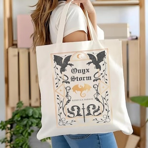 Onyx Storm Tote Bag, Fourth Wing Book Tote, Dragon Rider Canvas Bag, Fantasy Bookish Gift for Readers, Basgiath War College Aesthetic