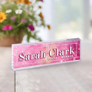 Custom Desk Name Plate, Office Desk Decor, Desk Name Sign, New Job Gift, Personalized Gift For Coworker, Desk Acrylic Plaque, Gift for Women