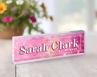 Custom Desk Name Plate, Office Desk Decor, Desk Name Sign, New Job Gift, Personalized Gift For Coworker, Desk Acrylic Plaque, Gift for Women