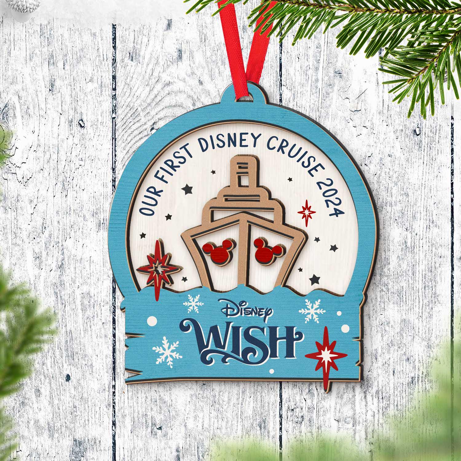 【新品】Wish号限定 クリスマスオーナメント ディズニークルーズ ディズニークリスマスオーナメント、ディズニークルーズベリーメリー