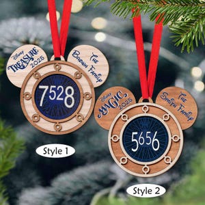 Personalized Disney Cruise Line Ornament 2025, Mickey Family Cruise Keepsake, Porthole Ornament, Stateroom door number cabin Wooden Ornament