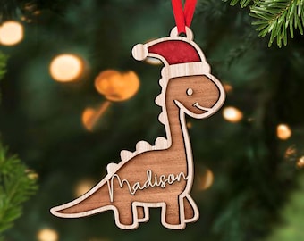 2024 Dinosaur Ornament, Christmas Ornaments Personalized Kids Dinosaur, Santasaurus Custom Ornament, Christmas Ornaments, Christmas Gift