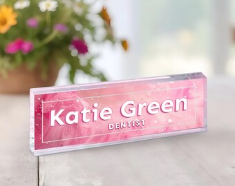 Desk Name Plate, Acrylic Desk Name Plate for Women, Custom Desk Plaque Office Decor, Gift for Boss, Gift for Graduation, Promotion, New Job