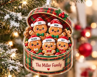 Personalized Gingerbread Family Ornament, Custom Christmas Keepsake, Mom Dad Kids Name Gift, Family Christmas Tree Decor, Holiday Gift 2026