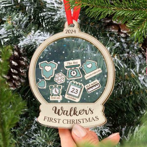 Baby&#39;s First Christmas Ornaments 2024, Personalized Baby 1st Christmas Ornament, New Baby Gift, 4D Shake Babies Ornament, Baby Shower Gift
