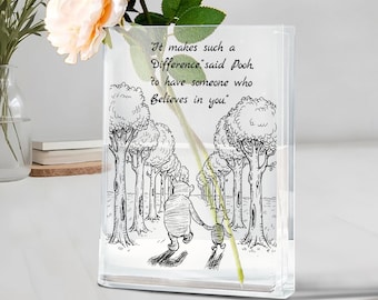 It Makes Such a Difference Said Pooh, Winnie the Pooh Book Vase, Pooh Quote, Pooh Bear Vase, Pooh and Piglet Friends, Teacher Thank You Gift