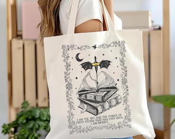 Fourth Wing Tote Bag, Dragon Rider Fantasy Bookish Tote for Readers, Rebecca Yarros Inspired Bag for Violet Sorrengail and BookTok Fans