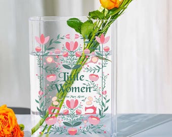 Kleine vrouwen acryl boekenvaas, klassiek literatuurdecor, tijdloos zusterschapscadeau literair huisdecor boekenliefhebber collectible leesgrage cadeau