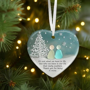 Adorno navideño de cristal marino de la amistad, recuerdo para mejores amigas, regalo para mejores amigas, decoración para el árbol de Navidad para mejores amigas, regalo de Navidad