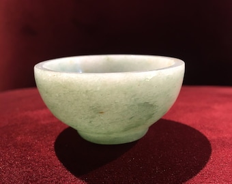 Natural Light Green Jade Gemstone Bowl