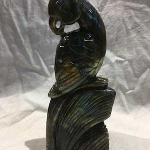 Natural Labradorite  Stone Hand Carved Peacock