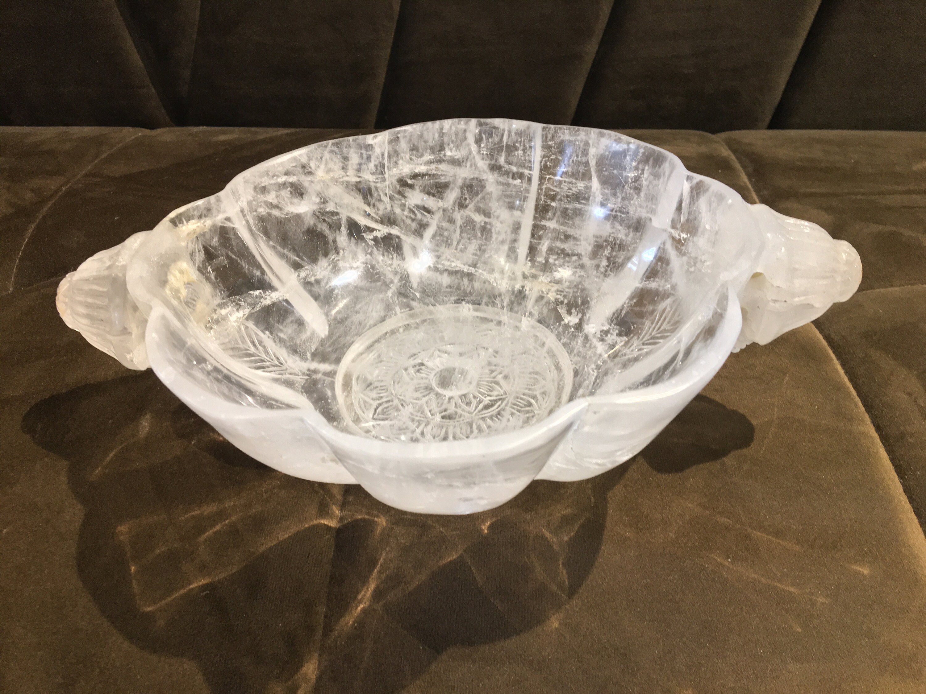 Natural Rock crystal bowl with Hand carving 15 Etsy