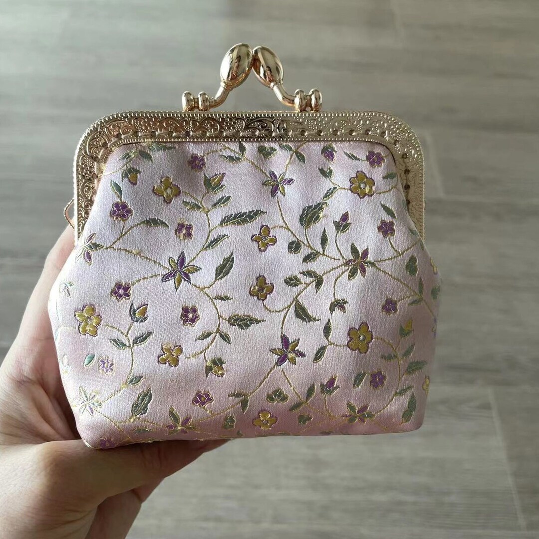 Floral Kiss Lock Coin Purseshandmade Vintage Coin Purse Clasp Etsy