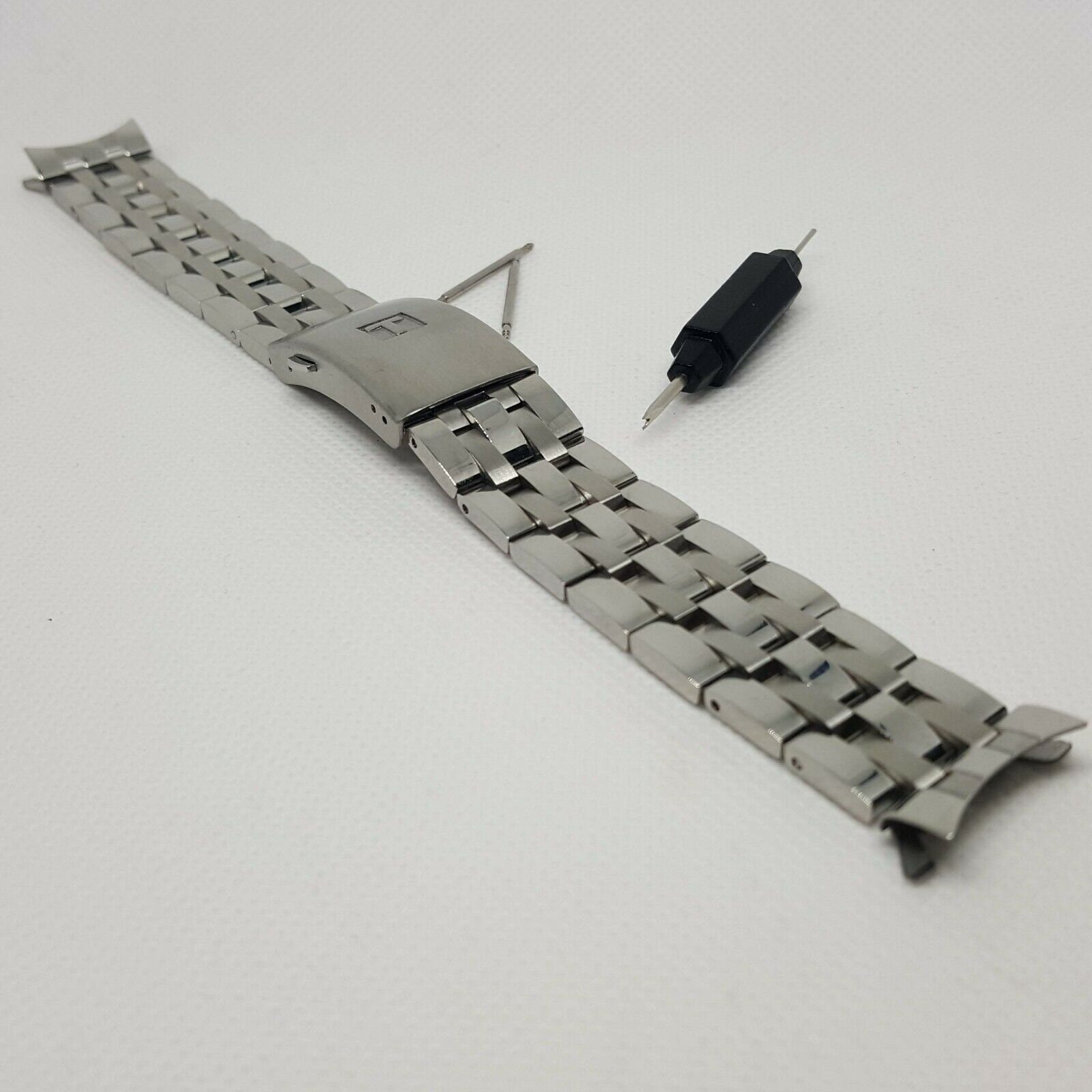 Tissot Compatible Black Stainless Steel Links Bracelet Replacement Watch  Band Strap Double Clasp #5002