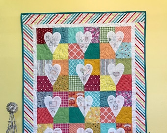 Calendar Quilt Pattern PDF Hearts Through the Year - Heart Quilt Pattern - Embroidery Quilt Pattern