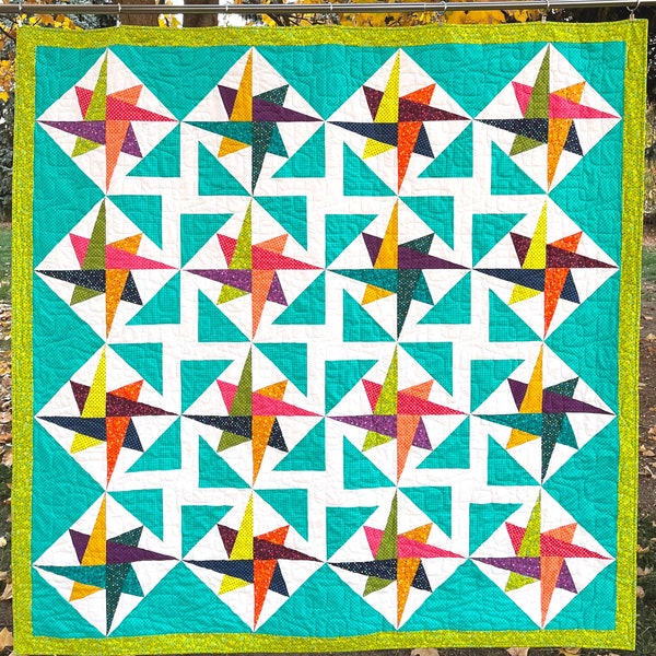 Sparkle PDF Quilt Pattern - Modern Quilt Pattern - Star Quilt Pattern