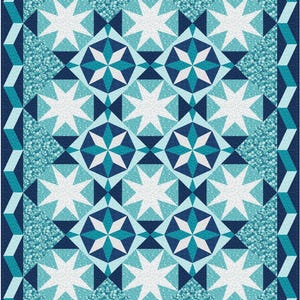 Snowflake Quilt Pattern PDF Let It Snow - Winter Quilt Pattern - Blue and White Quilt Pattern - Star Quilt Pattern