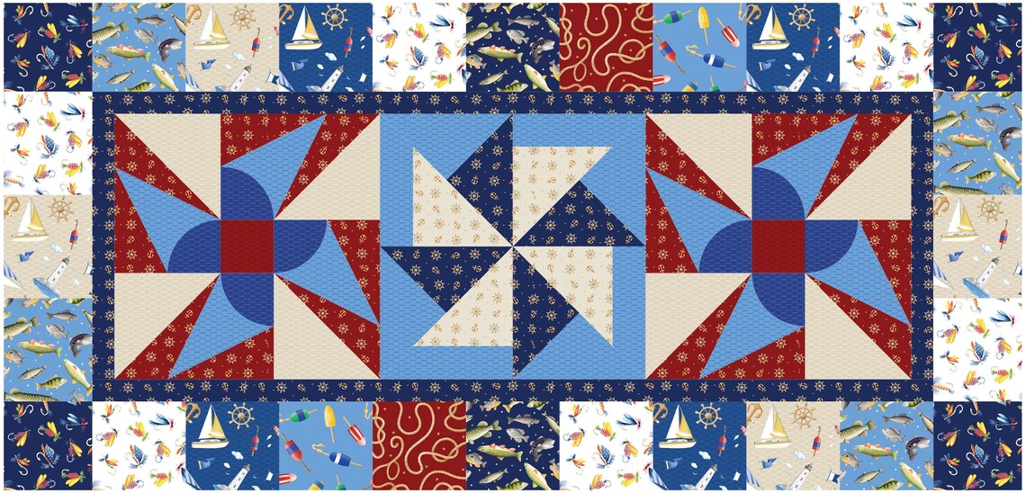 Anchors Away Table Runner Quilt Pattern Nautical Quilt Etsy