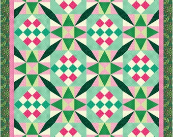 Star Quilt PDF Pattern - Checkerboard Quilt PDF Pattern - Peppermint Frost Quilt PDF Pattern