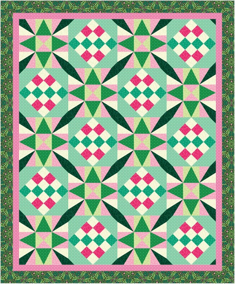 Star Quilt PDF Pattern Checkerboard Quilt PDF Pattern Peppermint Frost Quilt PDF Pattern image 1