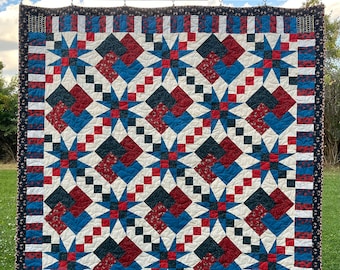 All American PDF Quilt Pattern - Patriotic Quilt Pattern - Star Quilt Pattern