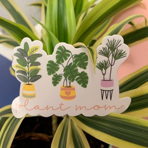 Plant Mom waterproof laptop decal, waterbottle sticker, hydroflask sticker, gift, VSCO sticker, iPad sticker, MacBook sticker