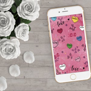 Valentines Phone wallpaper, DIGITAL DOWNLOAD, iphone wallpaper, .PNG, wallpaper, digital art, digital designs, instant download, wallpapers