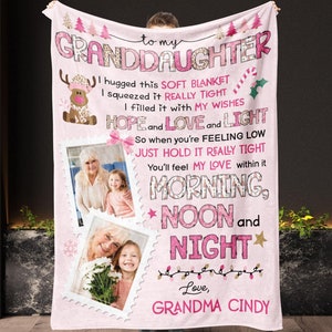 Custom Blanket with Photo for Granddaughter • Birthday Gift for Granddaughter • Cozy Christmas Gift for Grandkids from Grandma • BLK028
