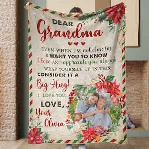 Cobertor personalizado para avó com foto • Presente personalizado para avó • Presentes para o dia das mães • Lembrança de Natal para avó • BLK030