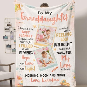 Custom Blanket with Photo for Granddaughter • Birthday Gift for Granddaughter • Christmas Gift for Granddaughter from Grandma • BLK014
