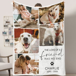 Personalized Blanket with your Pet Photos • Cozy Pet Memorial Gift • Pet Loss Gift • Meaningful Gift for Dog Mom, Dog Dad, Pet Lover • CB045