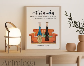 Custom Portrait Print Art for Best Friend • Personalized Girl Friend Portrait • Gift for Best Friends Custom Portrait • Portrait Art • PA009