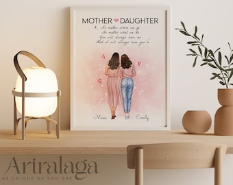 Regalo de retrato personalizado para madre e hija • Mamá, siempre me tendrás a mí, siempre te tendré a ti • Regalo significativo para mamá • Regalo para ella • PA002