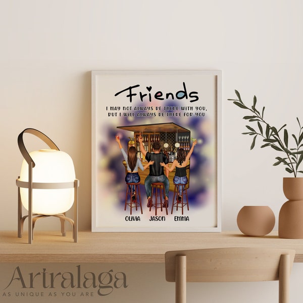 Customized Print Art for Best Friends • Personalized Friends Portrait • Gift for Male and Female Friend • Printable Wall Art • PA004