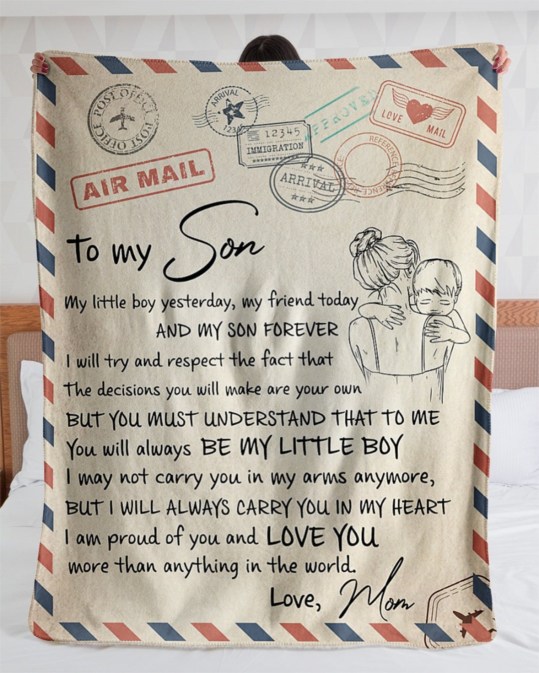 Personalized A Love Letter to Son From Mom Fleece Sherpa Woven Blankets