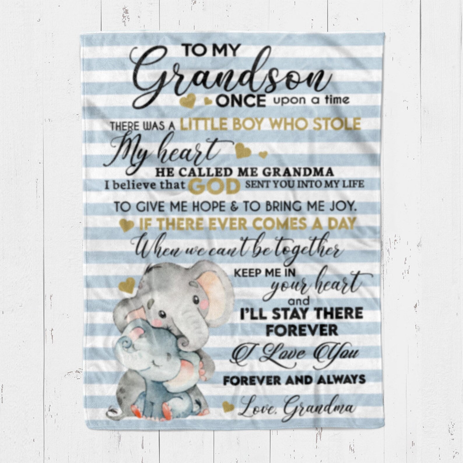 Personalized Blanket for Grandson From Grandma Elephant Etsy