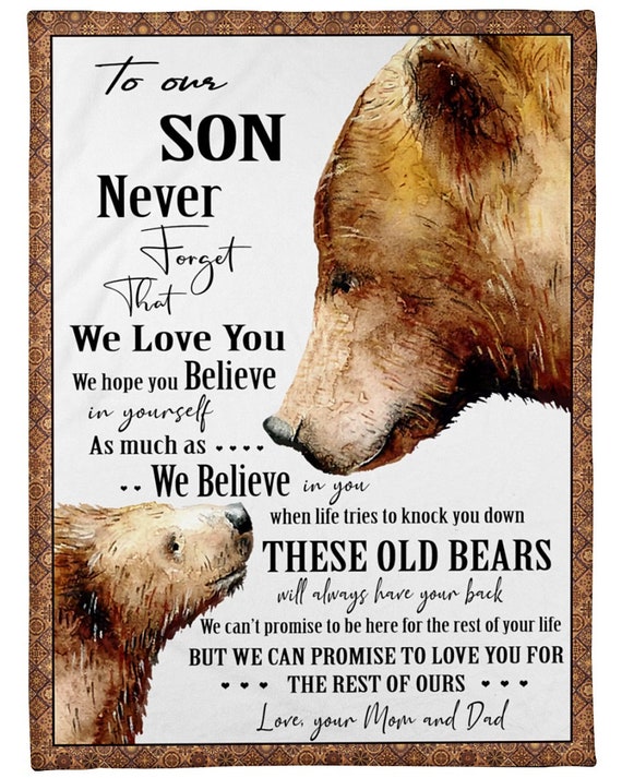 Personalized to Our Son We Love You Fleece Sherpa Woven Blankets