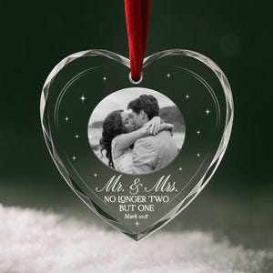 Wedding Ornament with Bible Verse, Custom Gift for Newlywed, Custom Ornament with Photo, Marriage Keepsake, Christian Couple Gift, OR064