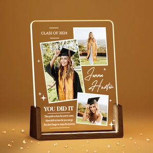 Personalized Night Light Graduates Plaque, Graduate Frame Picture Gifts, Gifts for Graduate, Seniors, Highschool, College Gift, ULL037