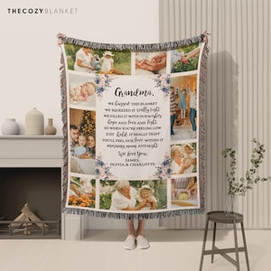 Manta personalizada con foto familiar para abuela • Regalo personalizado para abuela • Regalos para el día de la madre • Regalos sentimentales para abuela • CB018