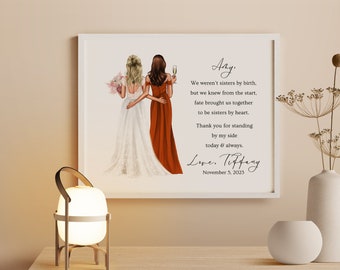 Personalized Bride and Bridesmaid Art Print • Custom Gift for Bridesmaid • Custom Bridal Party Gifts • Printable Wall Art • PA005_2G