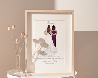 Custom Bride and Mother Portrait • Unique Gift for Mother of the Bride • Wedding Gift for Mother of the Bride • Custom Art Print • PA062_1