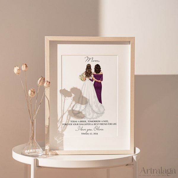 Custom Bride and Mother Portrait • Unique Gift for Mother of the Bride • Wedding Gift for Mother of the Bride • Custom Art Print • PA062_1